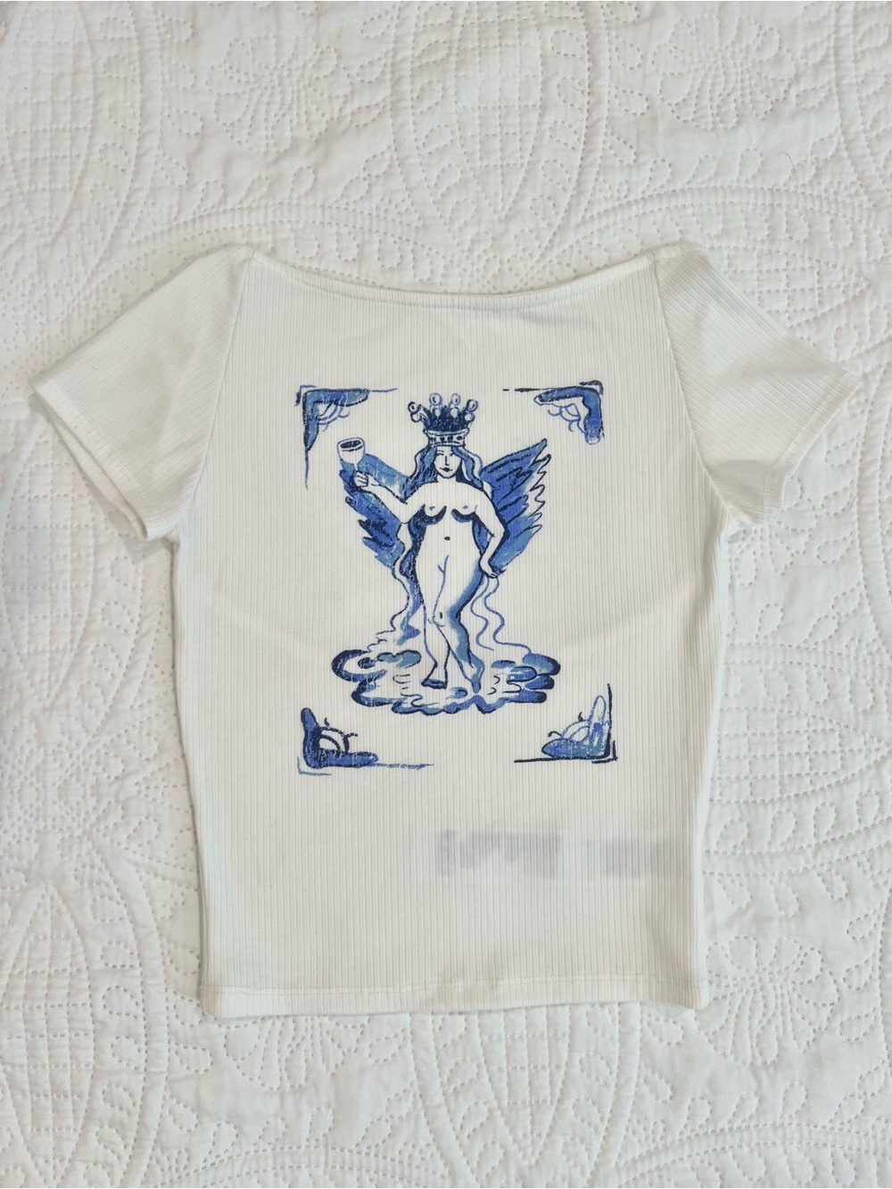 Kimchi Blue Angel Tile Nadia Baby Tee, White, S